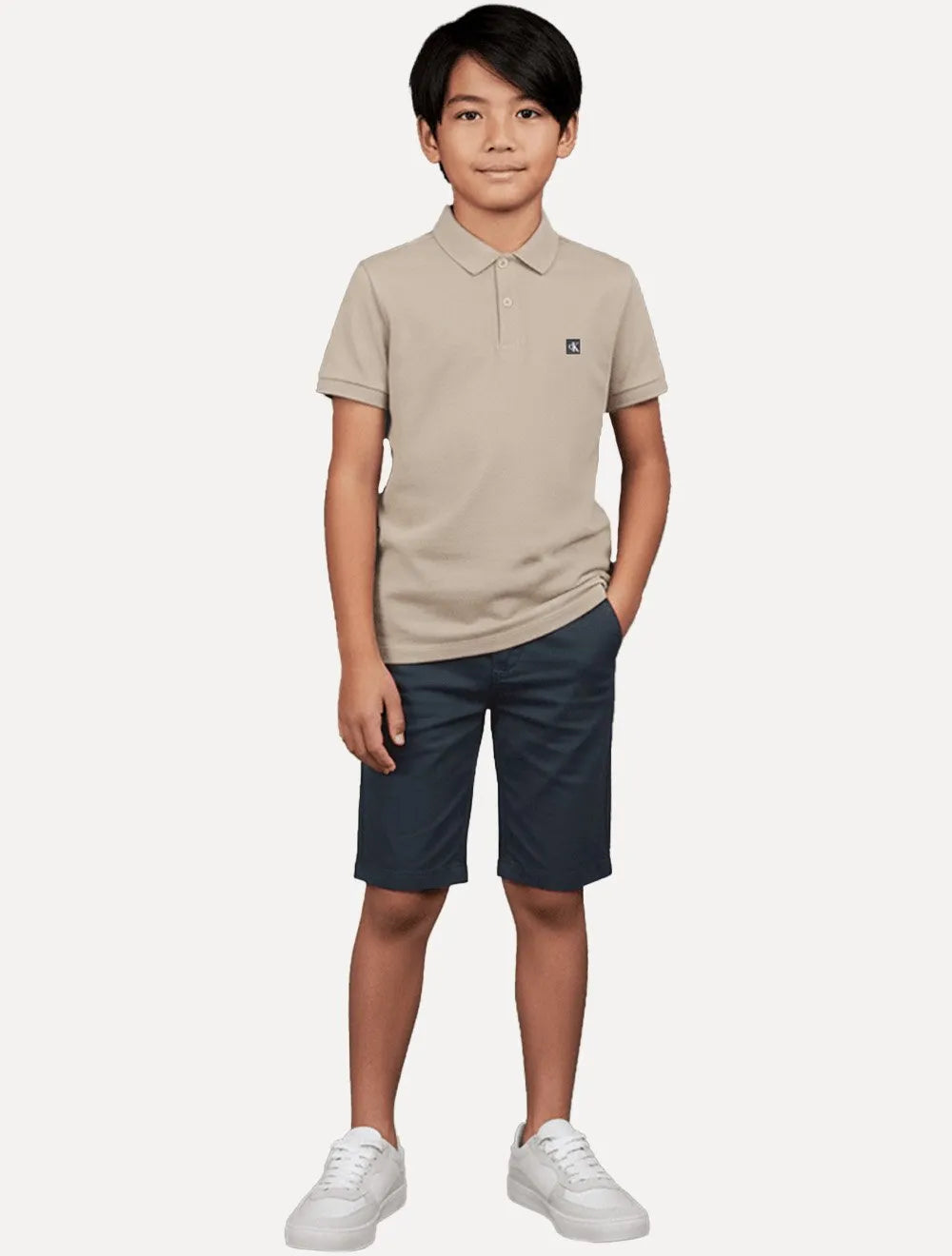 Bermuda Calvin Klein Infantil Slim Color Chino Azul Marinho