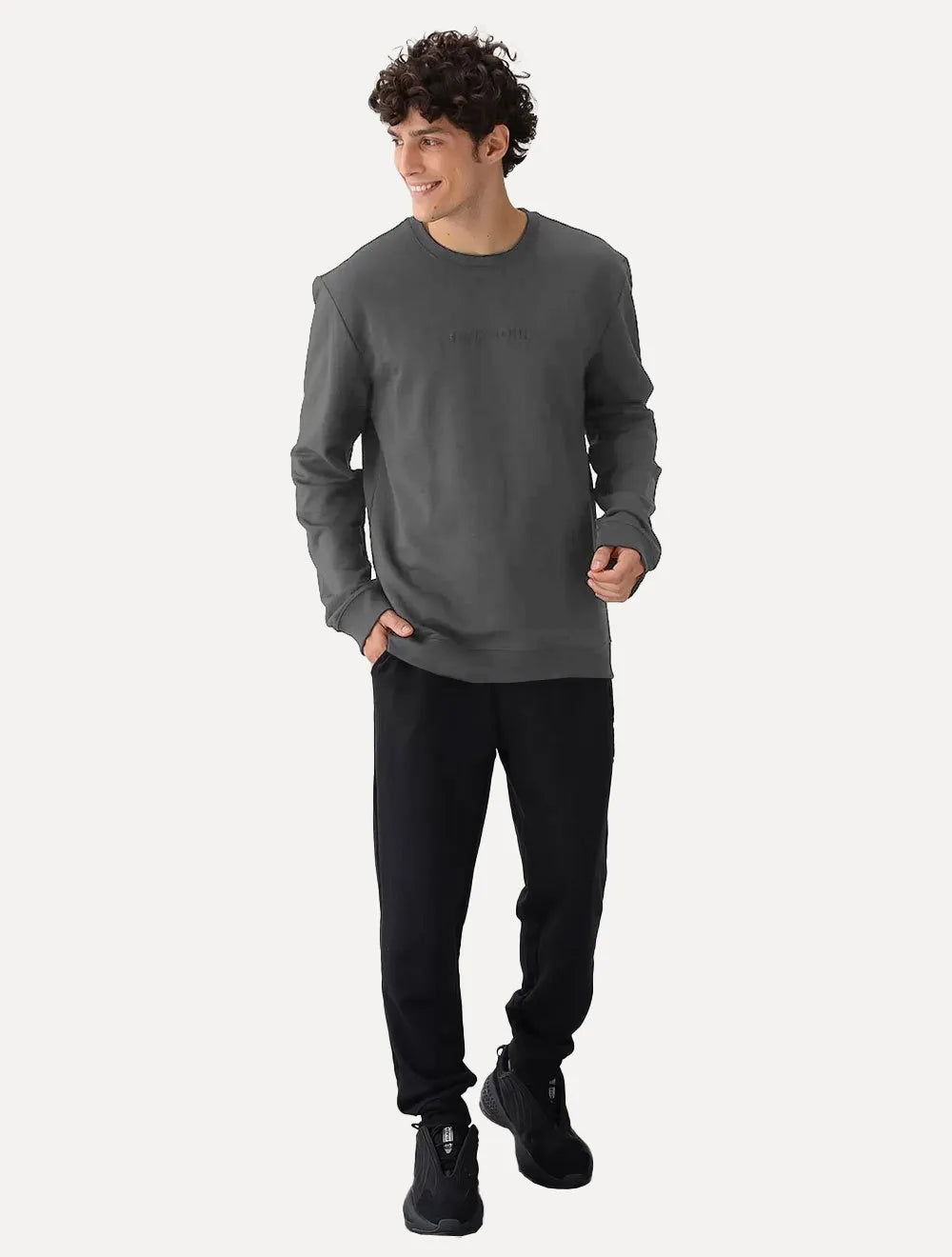 Moletom John John Masculino Embossed Logo Chumbo Cinza Escuro