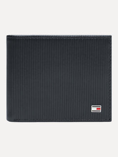 Carteira Tommy Hilfiger Masculina Couro Mini Flag Textura Vertical Azul Marinho