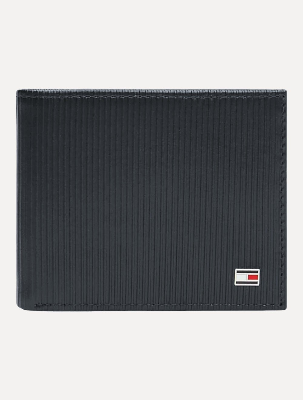 Carteira Tommy Hilfiger Masculina Couro Mini Flag Textura Vertical Azul Marinho