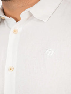Camisa Colcci Masculina Linho Relax Logo Branca