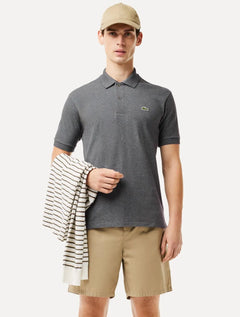 Polo Lacoste Masculina Classic Fit Mescla Cinza Mescla
