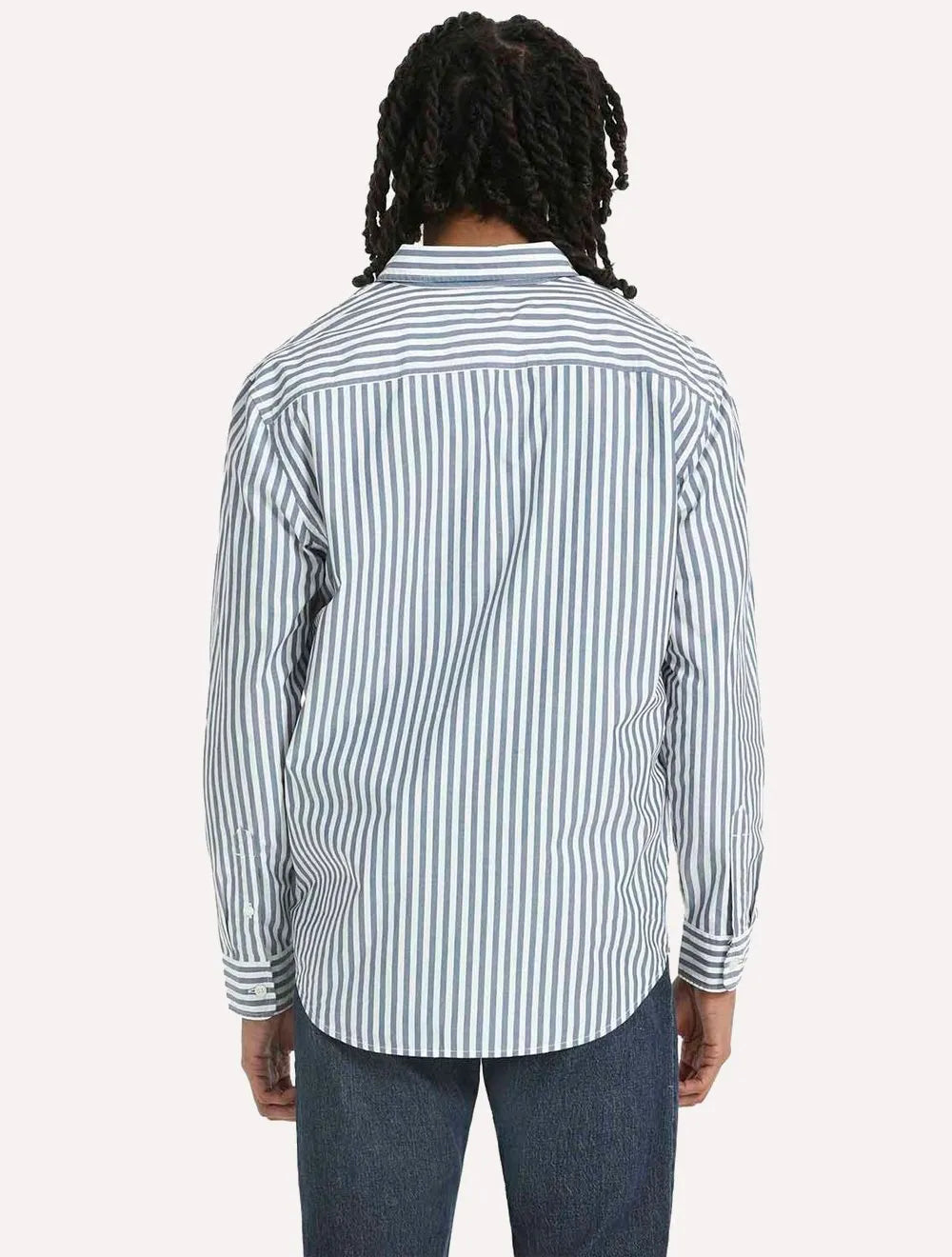 Camisa Levis Masculina Relaxed Oxford Authentic Button Down Listras Azul/Branco