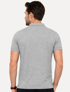Polo Tommy Hilfiger Masculina Slim Piquet 1985 Cinza Mescla Claro