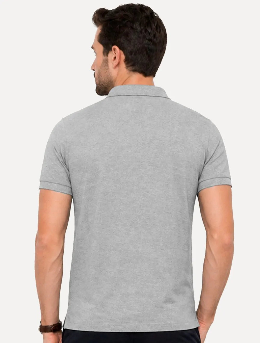 Polo Tommy Hilfiger Masculina Slim Piquet 1985 Cinza Mescla Claro