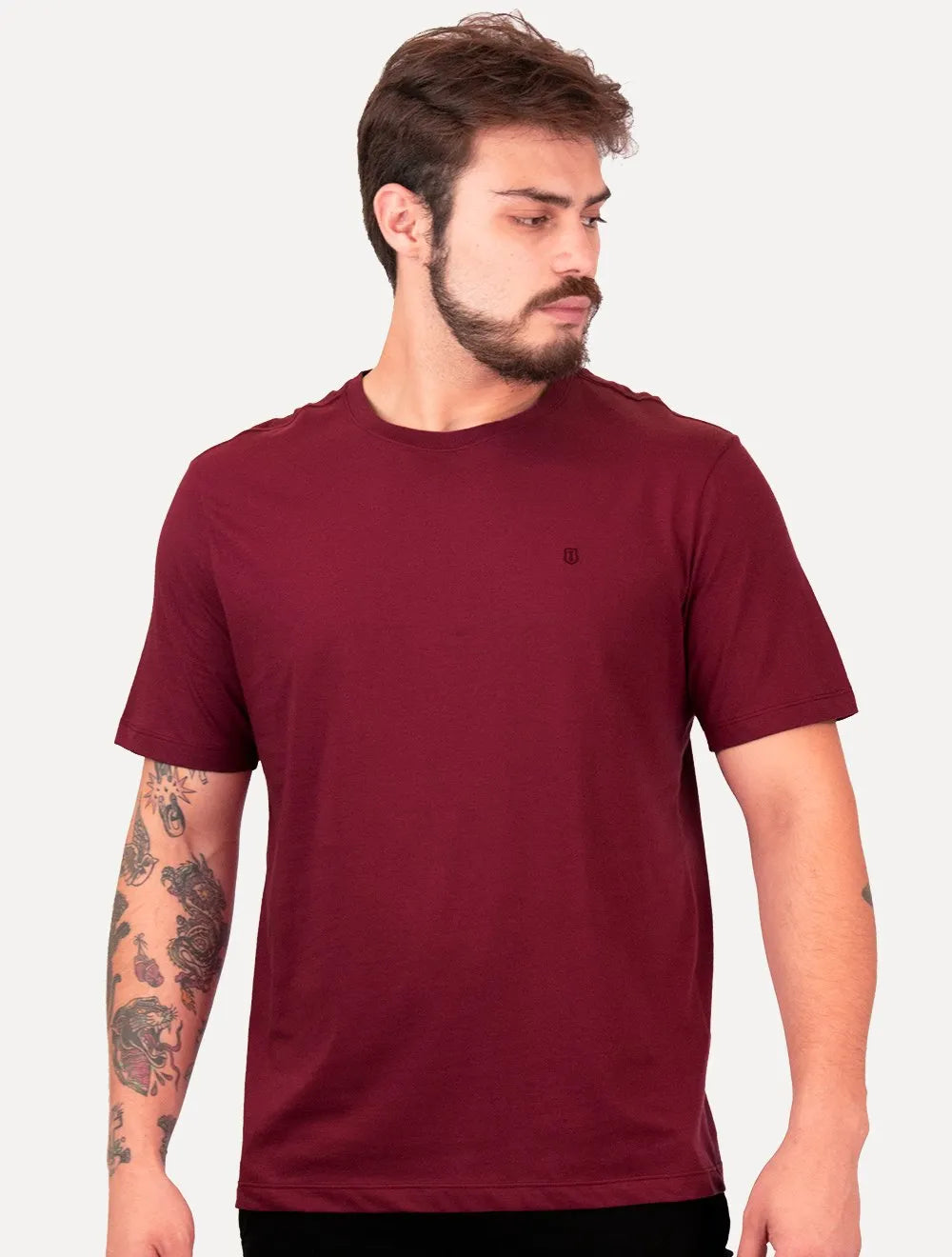 Camiseta Individual Masculina Comfort Logo Bordô
