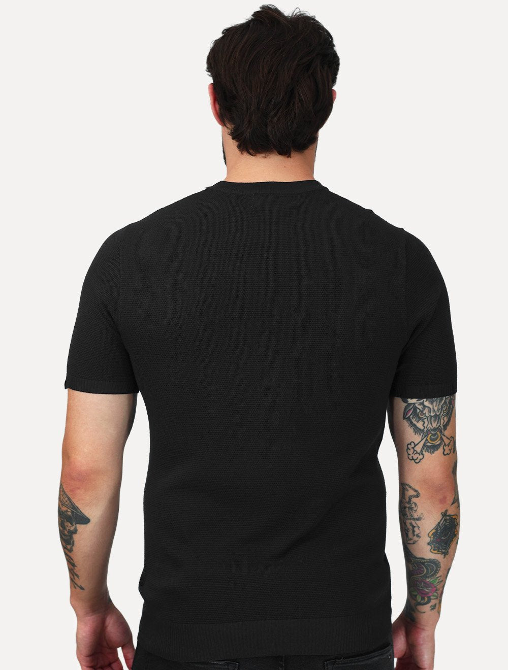 Camiseta Dixen Masculina Tricot Manga Curta Gola Careca Preta