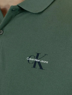 Polo Calvin Klein Jeans Masculina Piquet Regular Fit Re Issue Verde Médio