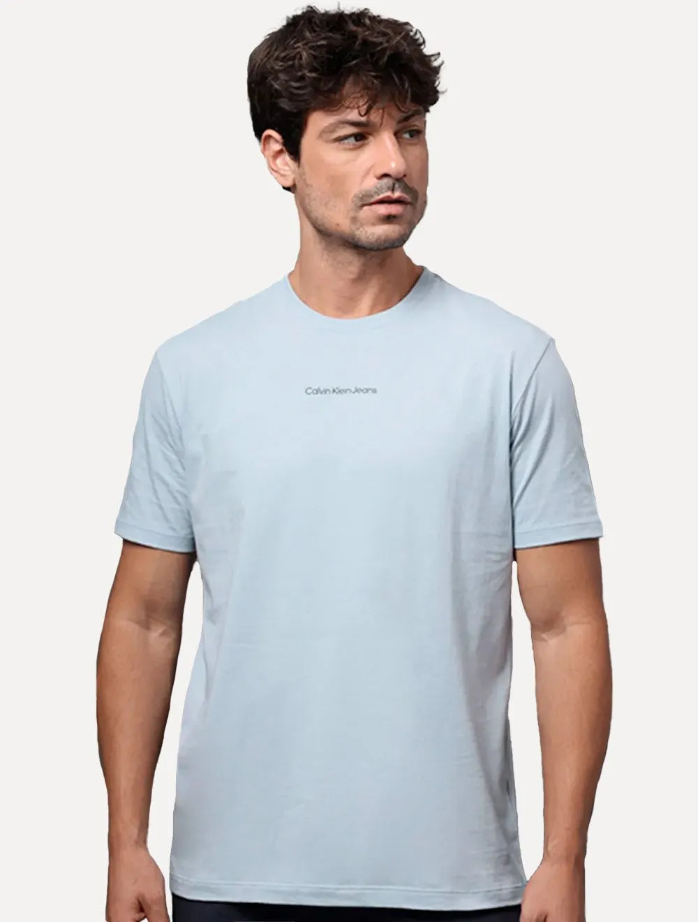 Camiseta Calvin Klein Jeans Masculina Institutional New Logo Azul Claro