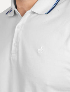 Polo Dudalina Masculina Piquet Essentials Frisos Branca