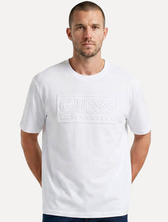 Camiseta Guess Masculina Los Angeles Embossed Logo Branco