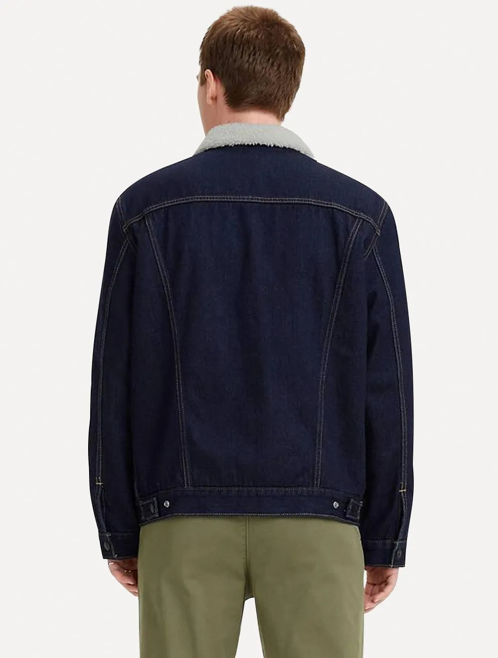 Jaqueta Levis Jeans Masculina Trucker Type 3 Sherpa Azul Escuro