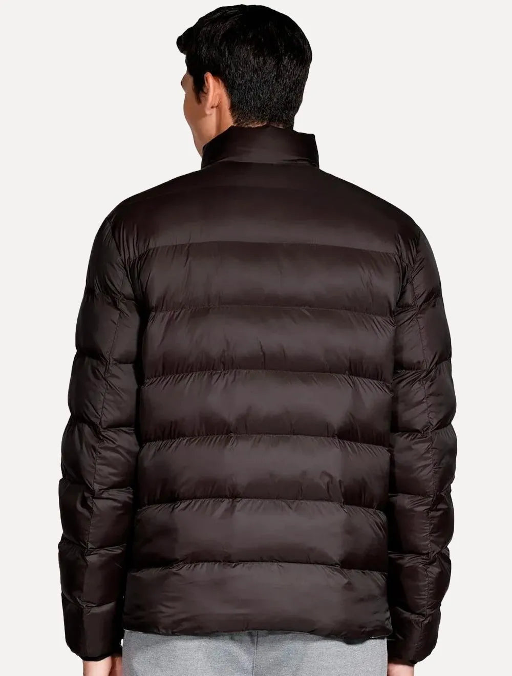 Jaqueta Aramis Masculina Nylon Dupla Face Brown Puffer Cinza