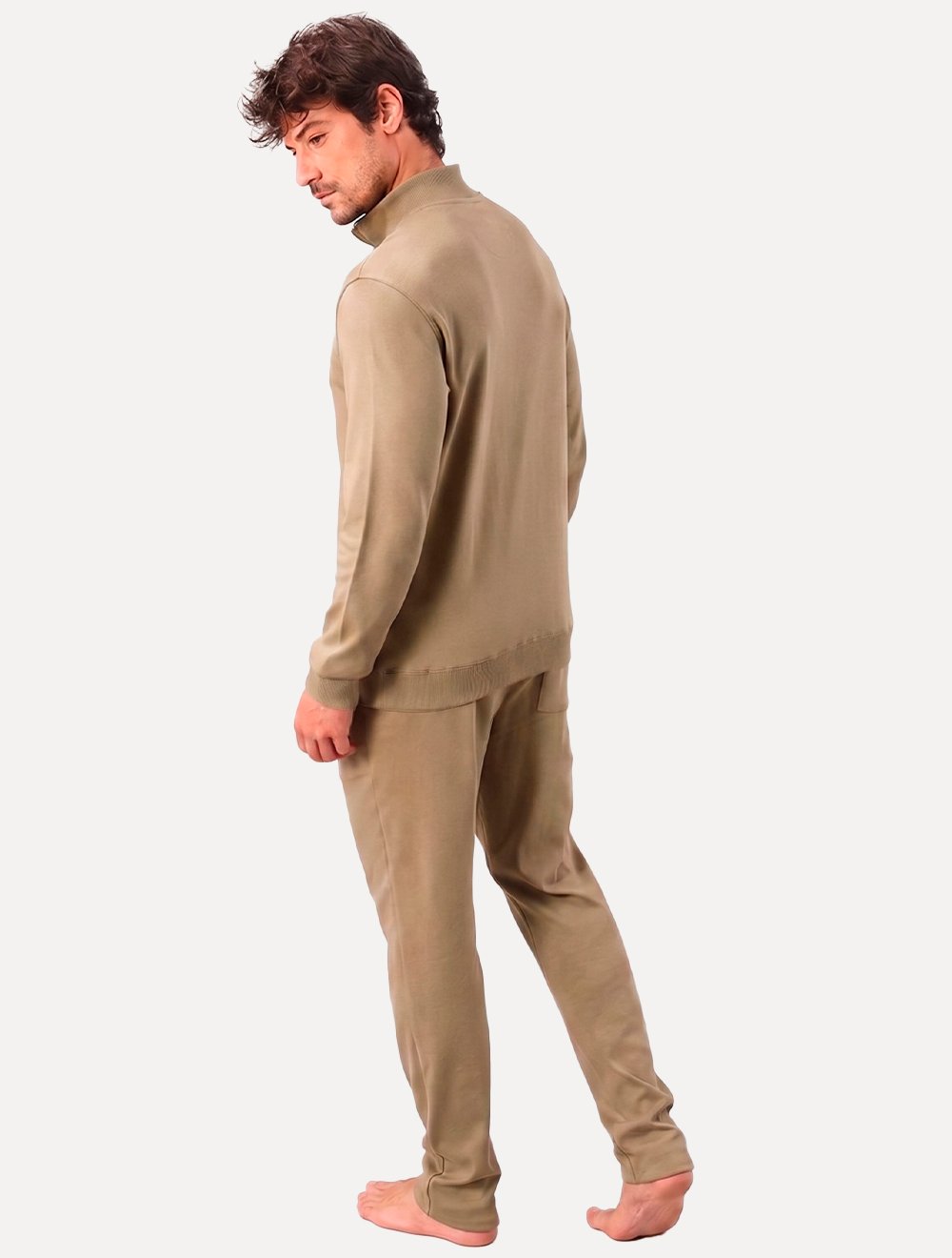 Blusão Calvin Klein Masculino Suedine Half Zip Cáqui
