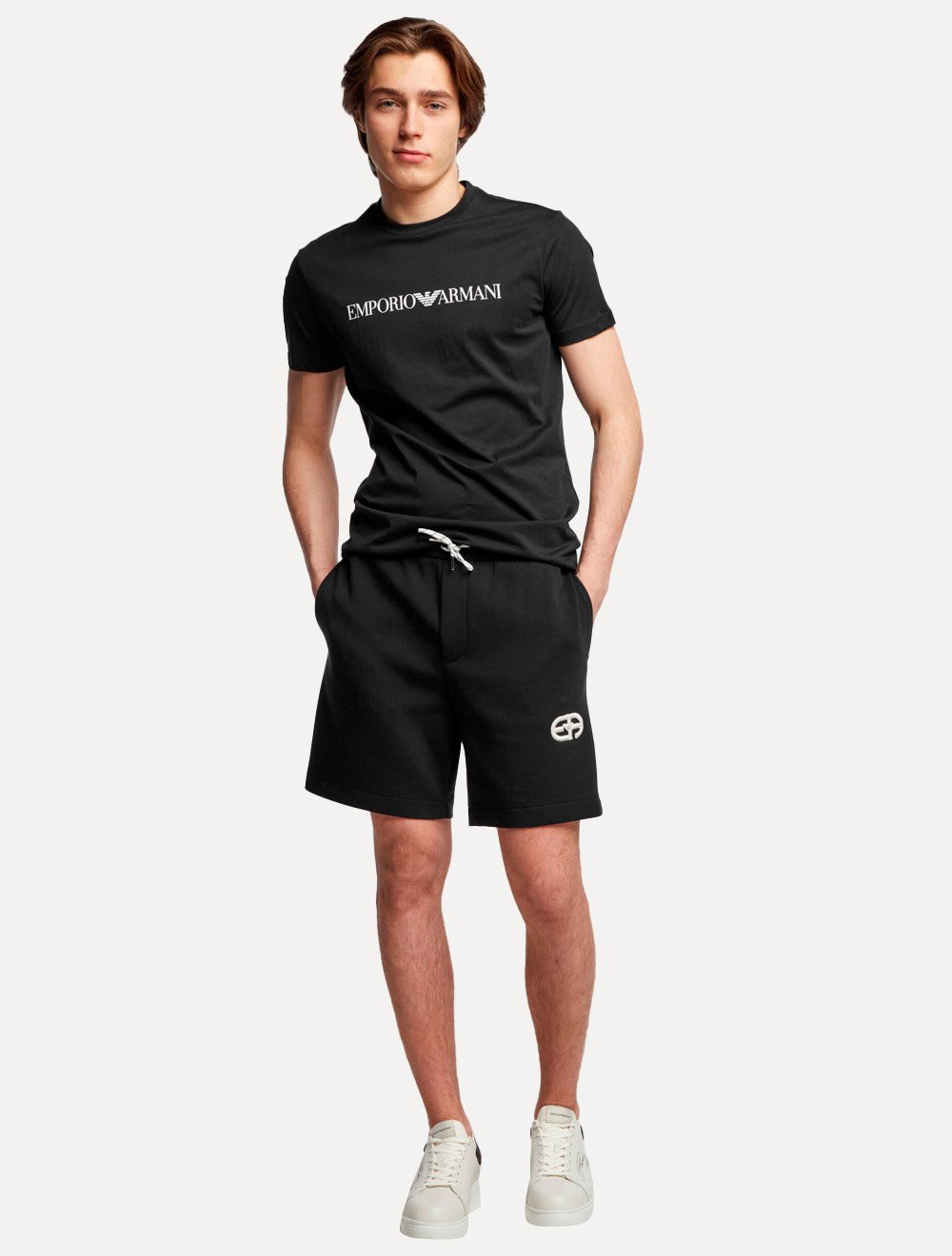 Camiseta Emporio Armani Masculina Essential Logo Peito Chest Preta