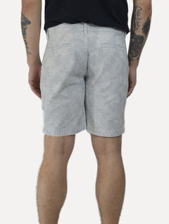 Bermuda Sergio K Masculina Chino Sarja Elastano Floral Cinza Claro