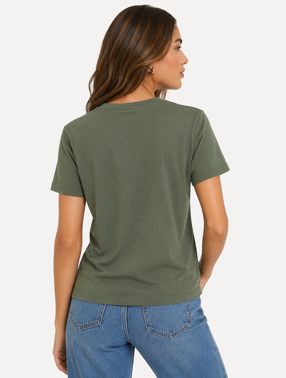 Camiseta Guess Feminina Silk Bold Logo Simple Verde Militar