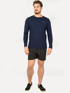 Camiseta Columbia Masculina Manga Longa Neblina Azul Marinho