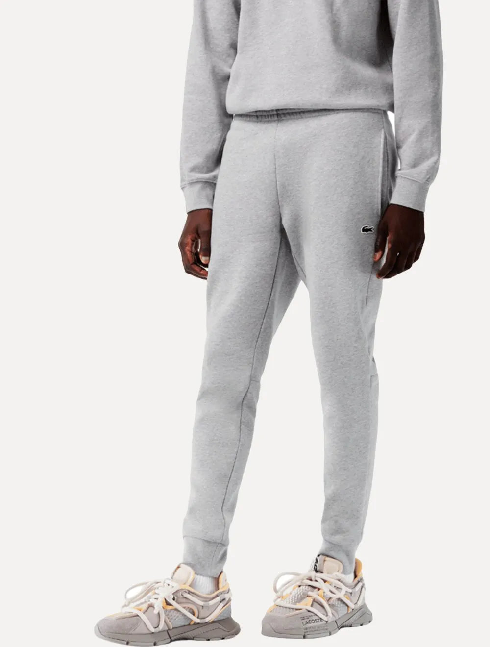Calça Lacoste Masculina Moletom Sport Cotton Fleece Croco Cinza Mescla